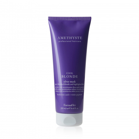 AMETHYSTE COOL BLONDE SILVER MASK Антижёлтая фиолетовая маска для седых,
осветлённых и мелированных волос.